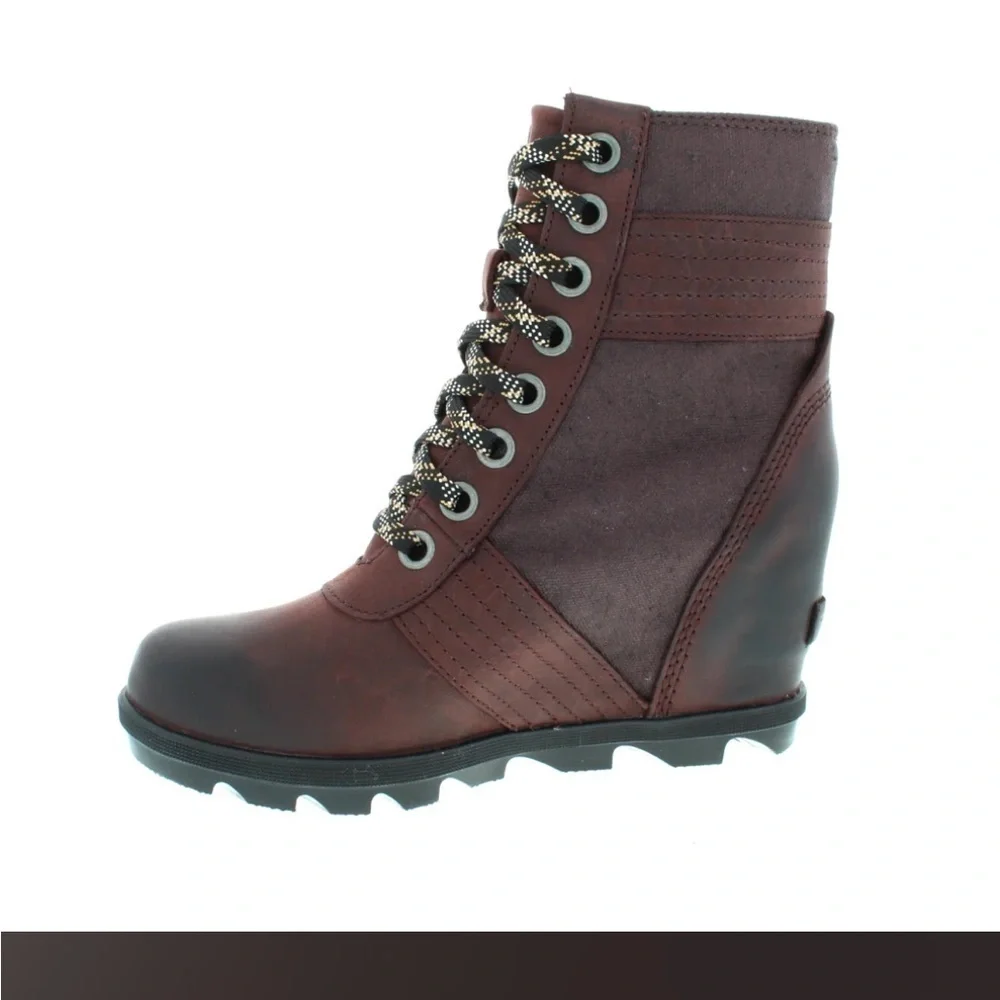 SOREL LEXIE™ Wedge Boot Burgundy Leather Lace Up Hi Top Chunky Size 8